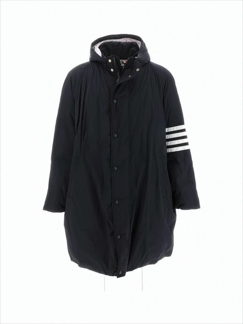 Thom Browne Hooded Padded Jacket With Signature Stripe Detail