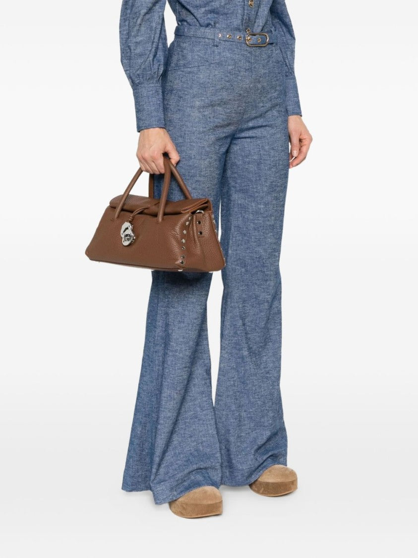 Zanellato Brown Grained Texture Top Handle Shoulder Bag