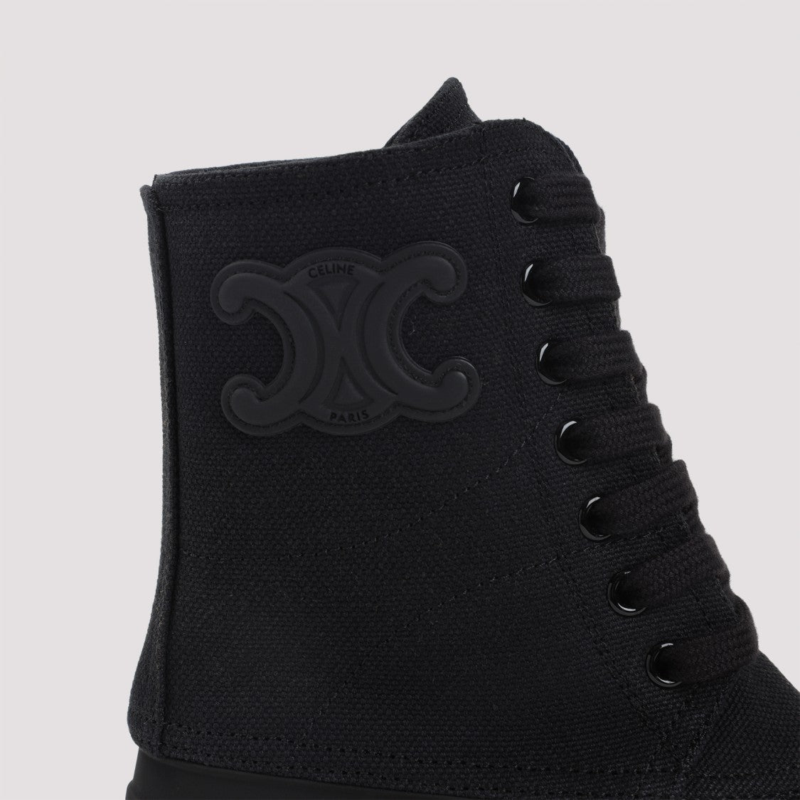 Celine Black Canvas Triomphe Boot