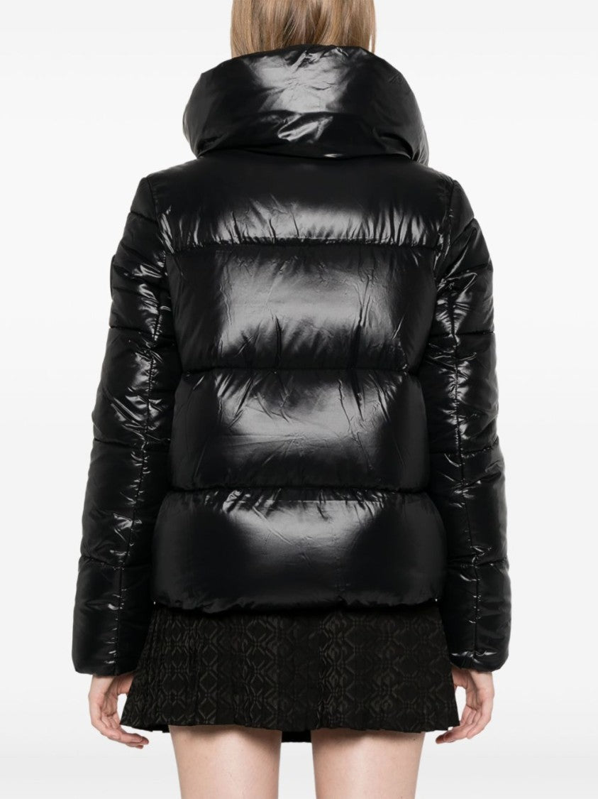 Save The Duck Glossy Quilted Jacket With High Collar And Side Pockets