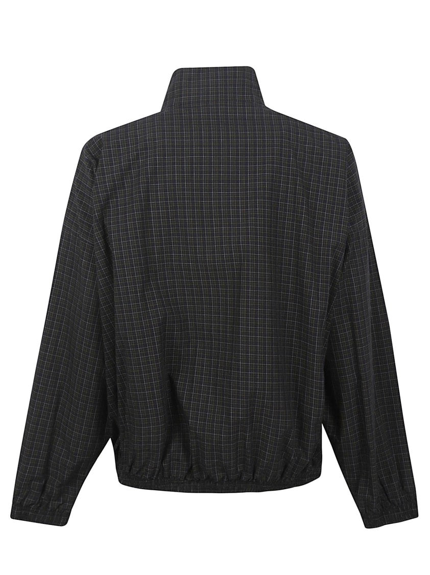 Balenciaga Micro Tartan Technical Cotton Jacket With High Collar