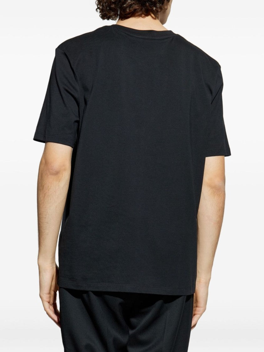 Balmain Graphic Chain Motif Black T-Shirt With Short Sleeves