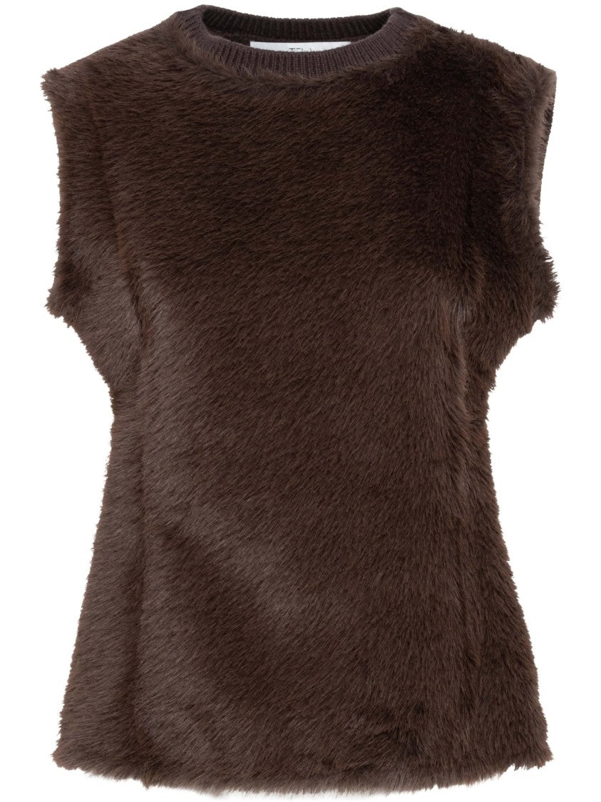 Tela Seok Plush Front Panel Gilet Vest