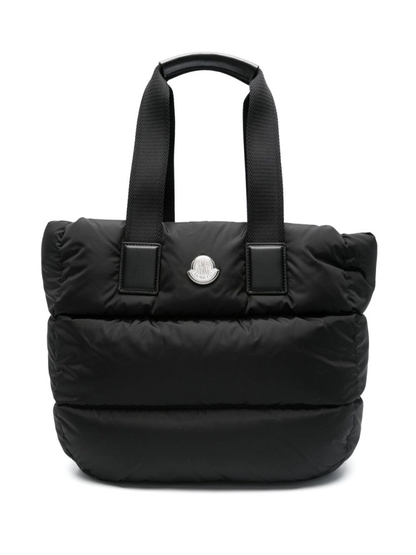 Moncler Puffy Black Tote Bag With Top Zip And Dual Handles