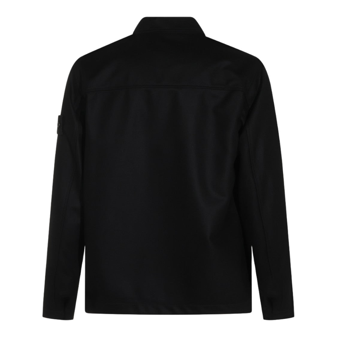 Stone Island Long-Sleeved Black Shirt With Classic Collar And Button-Down Front