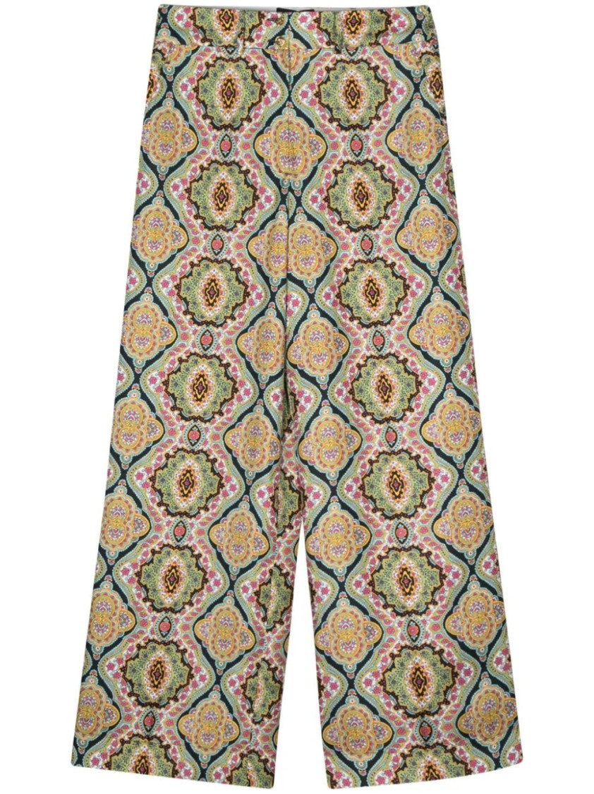 Etro Wide-Leg Trousers With Floral-Geometry Pattern