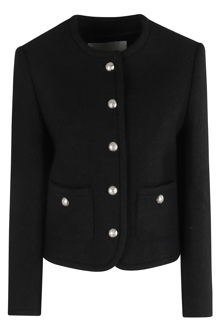 Dunst Cropped Black Tweed Jacket With Button Detailing