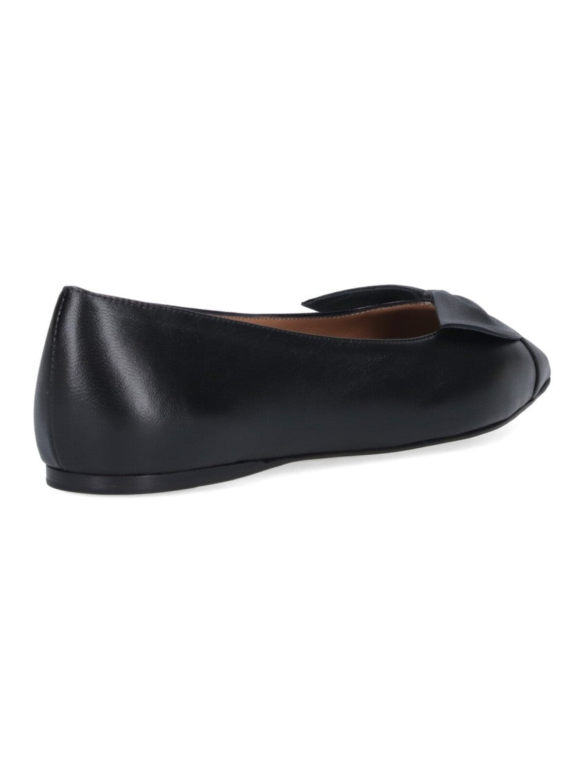 Ferragamo Pointed Toe Black Nappa Flats