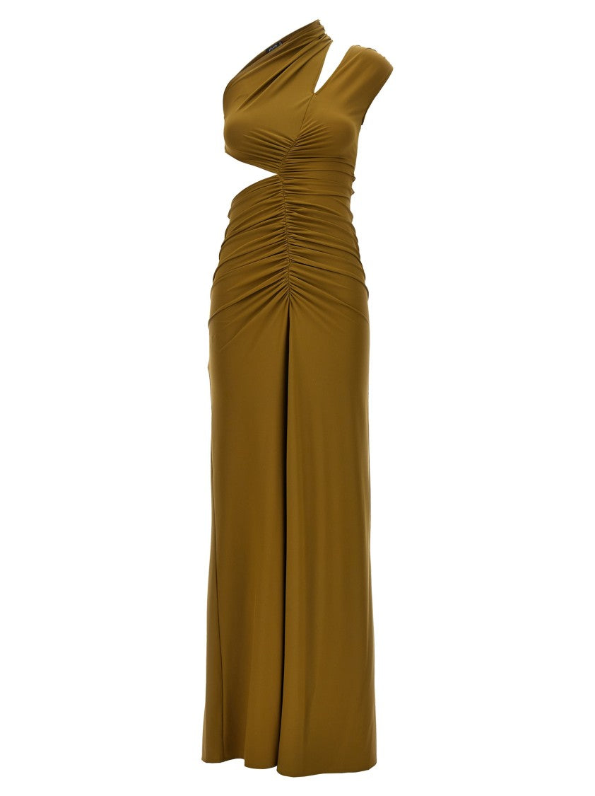 Atlein Stretch Fabric Cut-Out Draped Dress