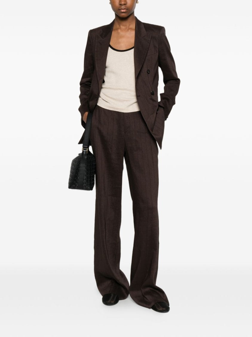 Tagliatore Double-Breasted Brown Jacket With Peak Lapels And Flap Pockets