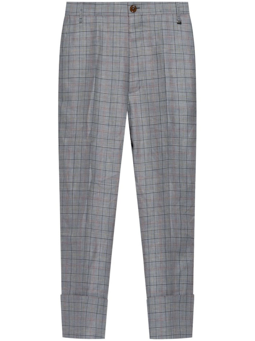 Vivienne Westwood Tailored Cropped Trousers With Grey Check Pattern