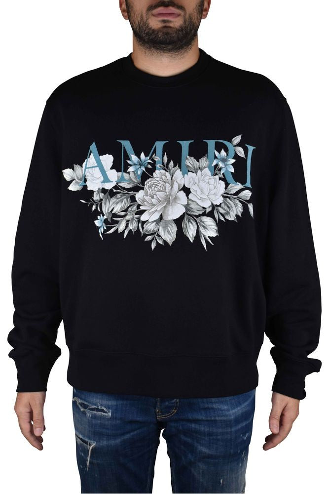 Amiri Black Cotton Sweatshirt With Turquoise Logo