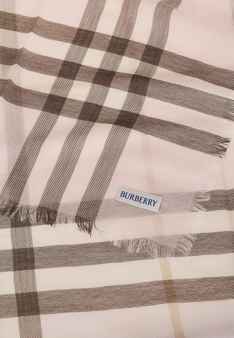 Burberry Checkered Muslin Wool Scarf