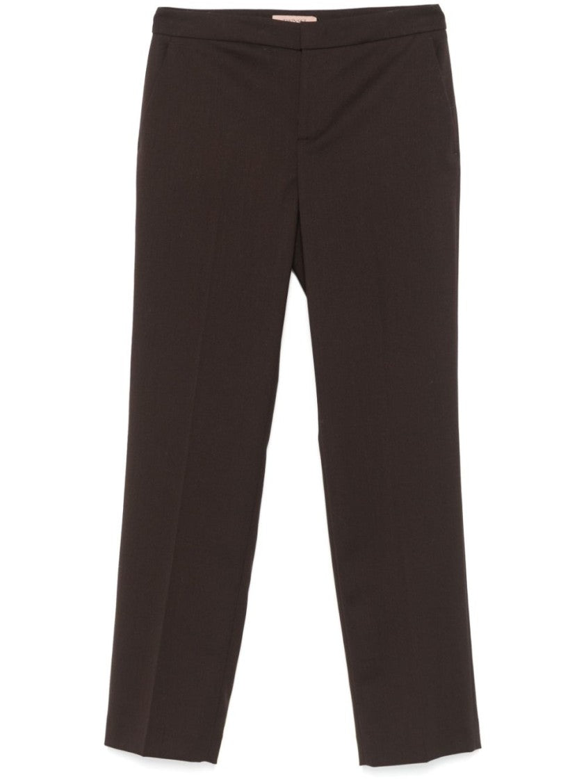 Twin-Set Tailored Brown Trousers With Classic Waistband