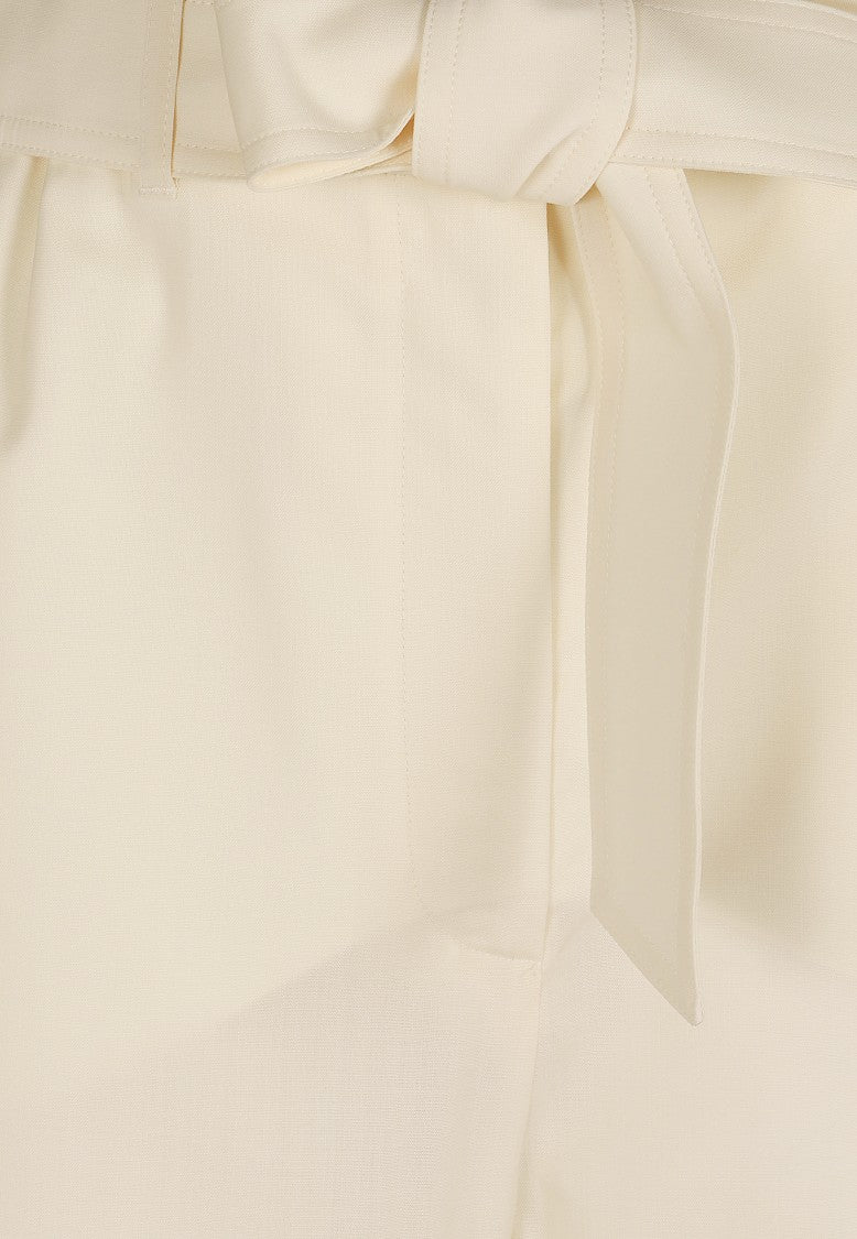 Max Mara Full-Length Worsted Wool Trousers With Grosgrain Bow Detail