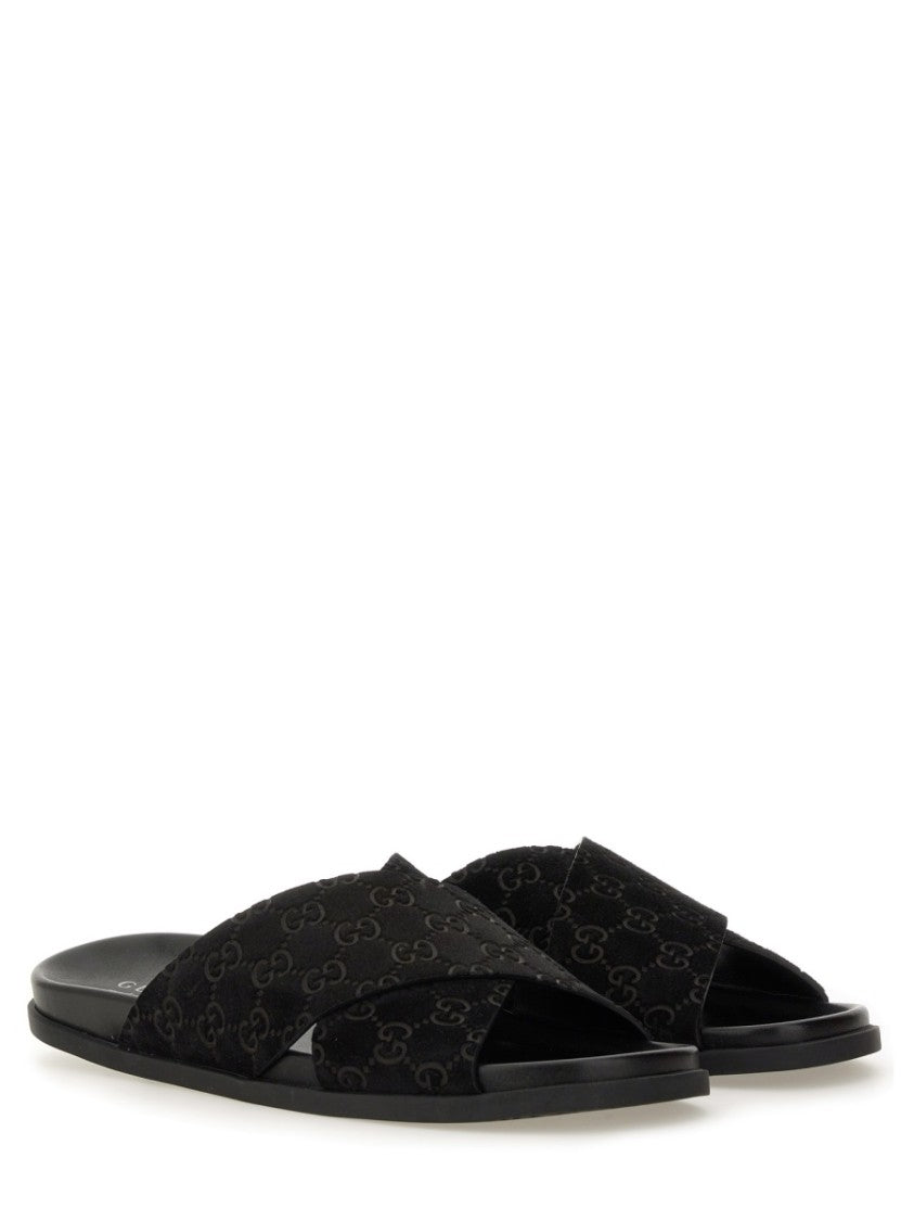 Gucci Sandal Slider With Textured Gg Pattern