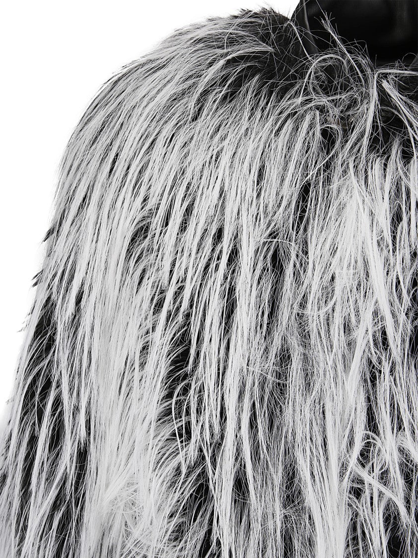 Sportmax Medium-Long Faux Fur Coat With Leather-Effect Collar