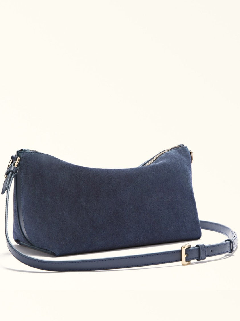 Furla Deep Ocean Blue Debby Mini Suede Bag