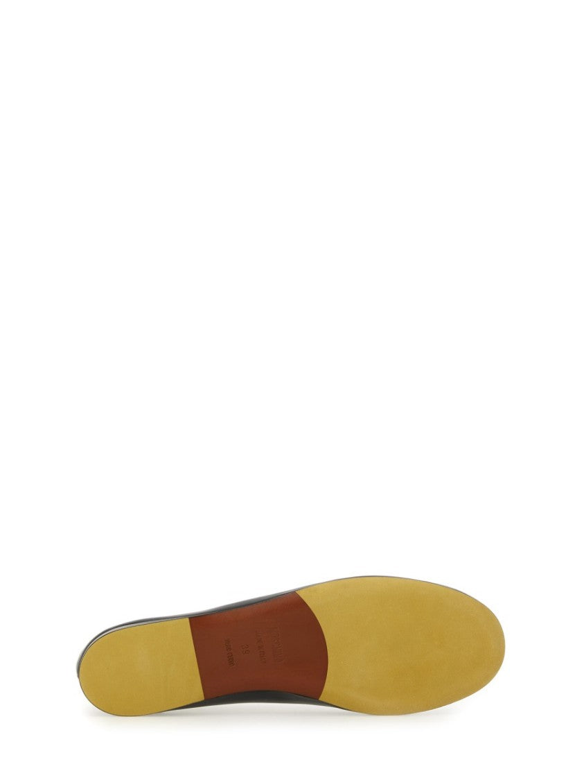 Moschino "Duck" Dancer Black Leather Flats