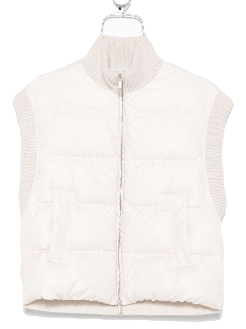 Peserico Quilted Beige Sleeveless Jacket