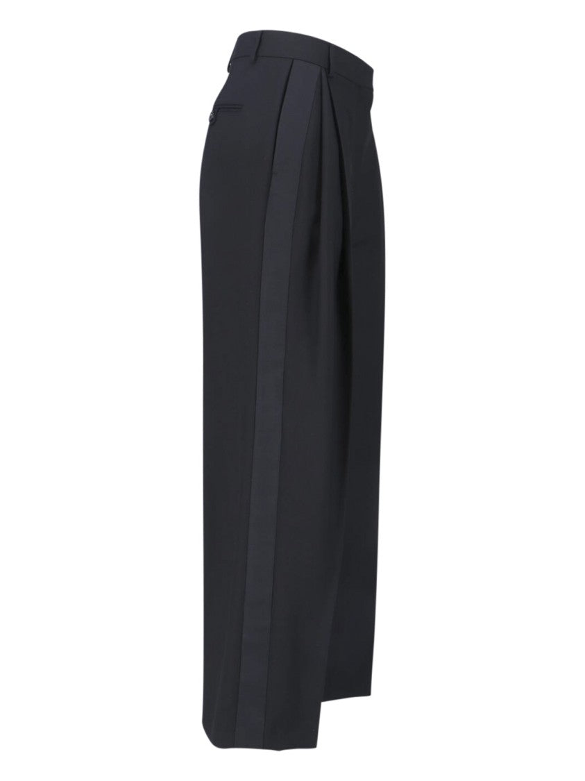 Stella Mccartney Black Tailored Wool Satin Stripe Trousers