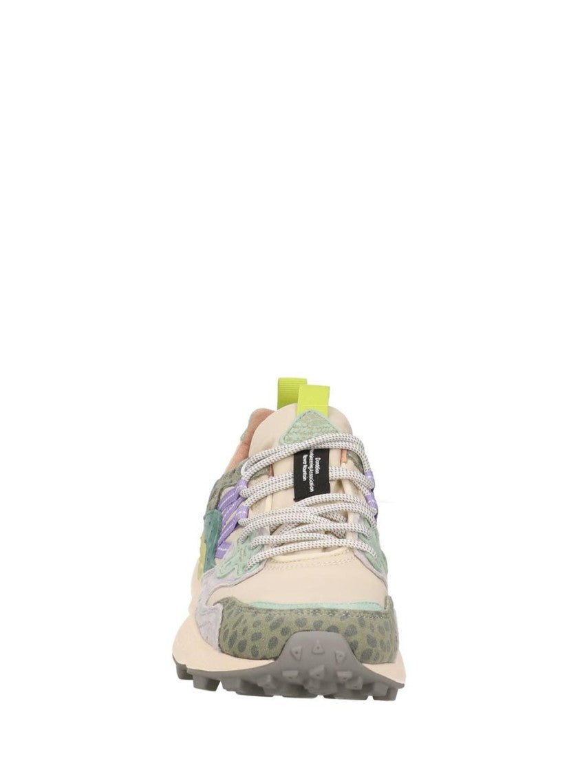Flower Mountain Pastel-Tone Sneakers With Animal Print Accents