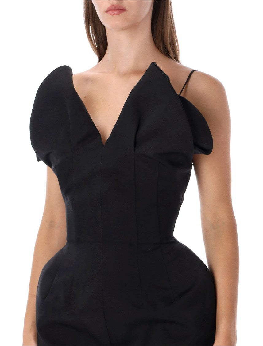 Magda Butrym Sculptural Hourglass V-Neck Mini Dress