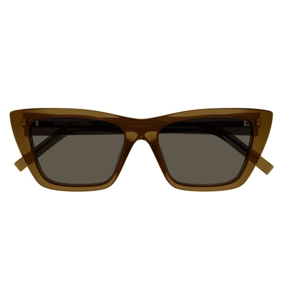 Saint Laurent Angular Cat-Eye Sunglasses In Translucent Brown