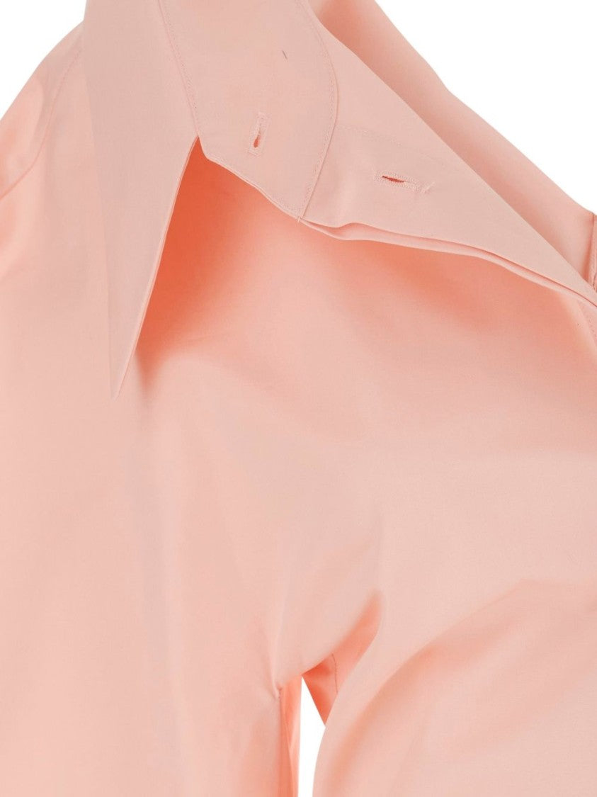 Givenchy Pastel Peach Silk-Nylon Blend Shirt With Off-Shoulder Collar