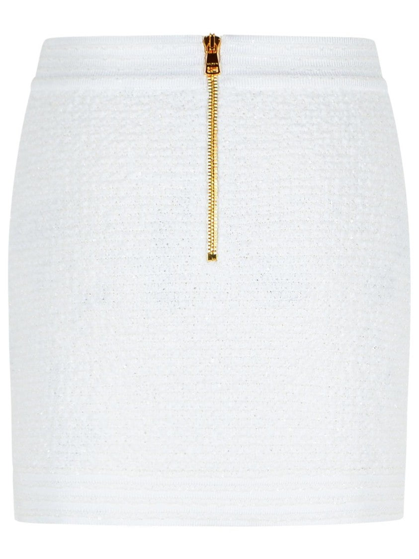Balmain White Cotton Blend Miniskirt
