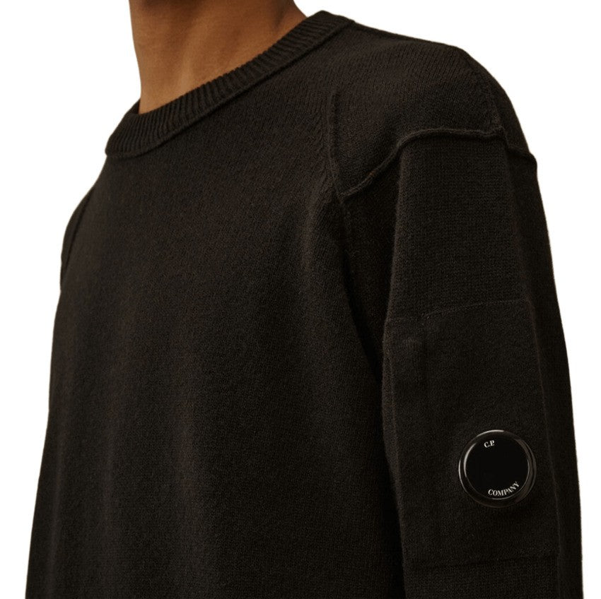 C.P. Company Crewneck Black Sweater With Contrast Stitching