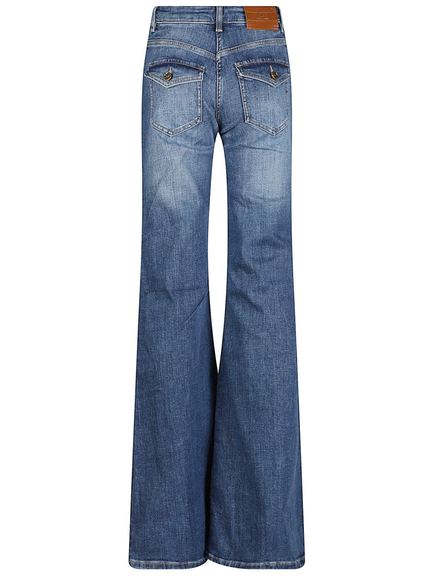 Elisabetta Franchi High-Waisted Wide-Leg Jeans With Flap Pockets And Classic Denim Wash