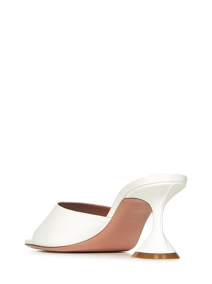Amina Muaddi White Nappa Leather Sandals With Hourglass Heel