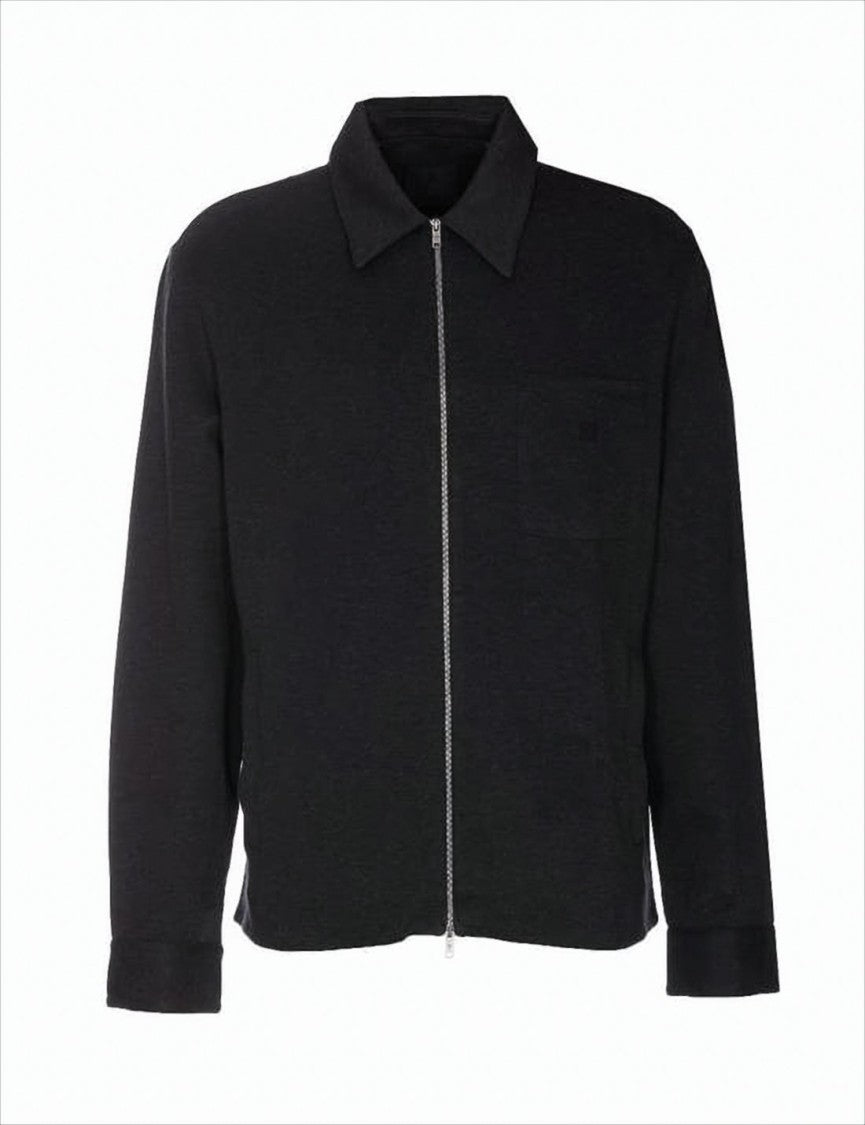 Givenchy Black Bomber Jacket With Minimalist Design And Classic Collar