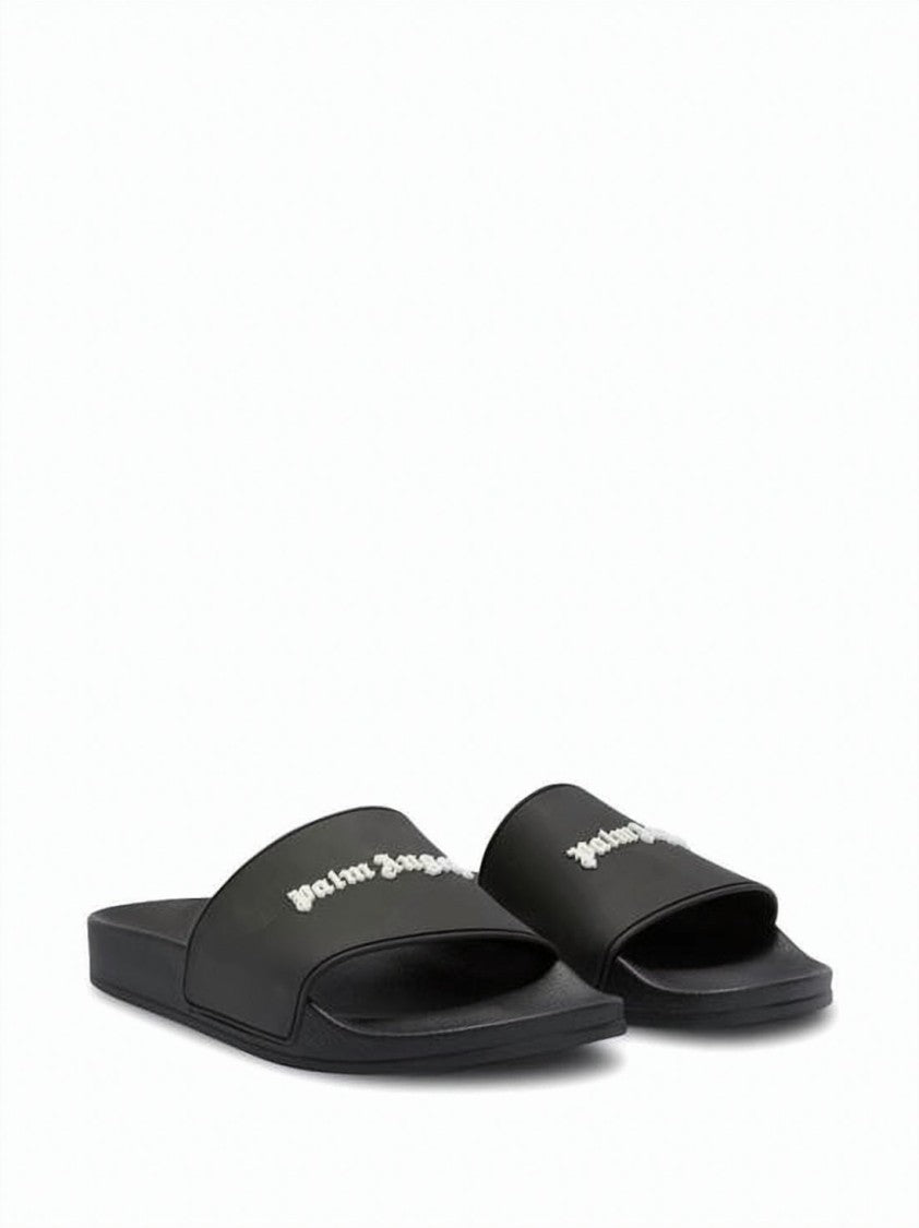 Palm Angels Minimalist Black Slide Sandal With Contoured Footbed