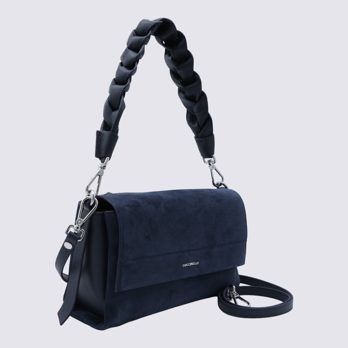 Coccinelle Rectangular Suede-Like Bag With Braided Handle