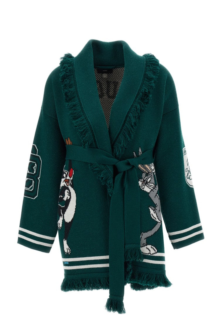 Alanui Bugs Bunny & Sylvester Wool-Cashmere Jacquard Cardigan