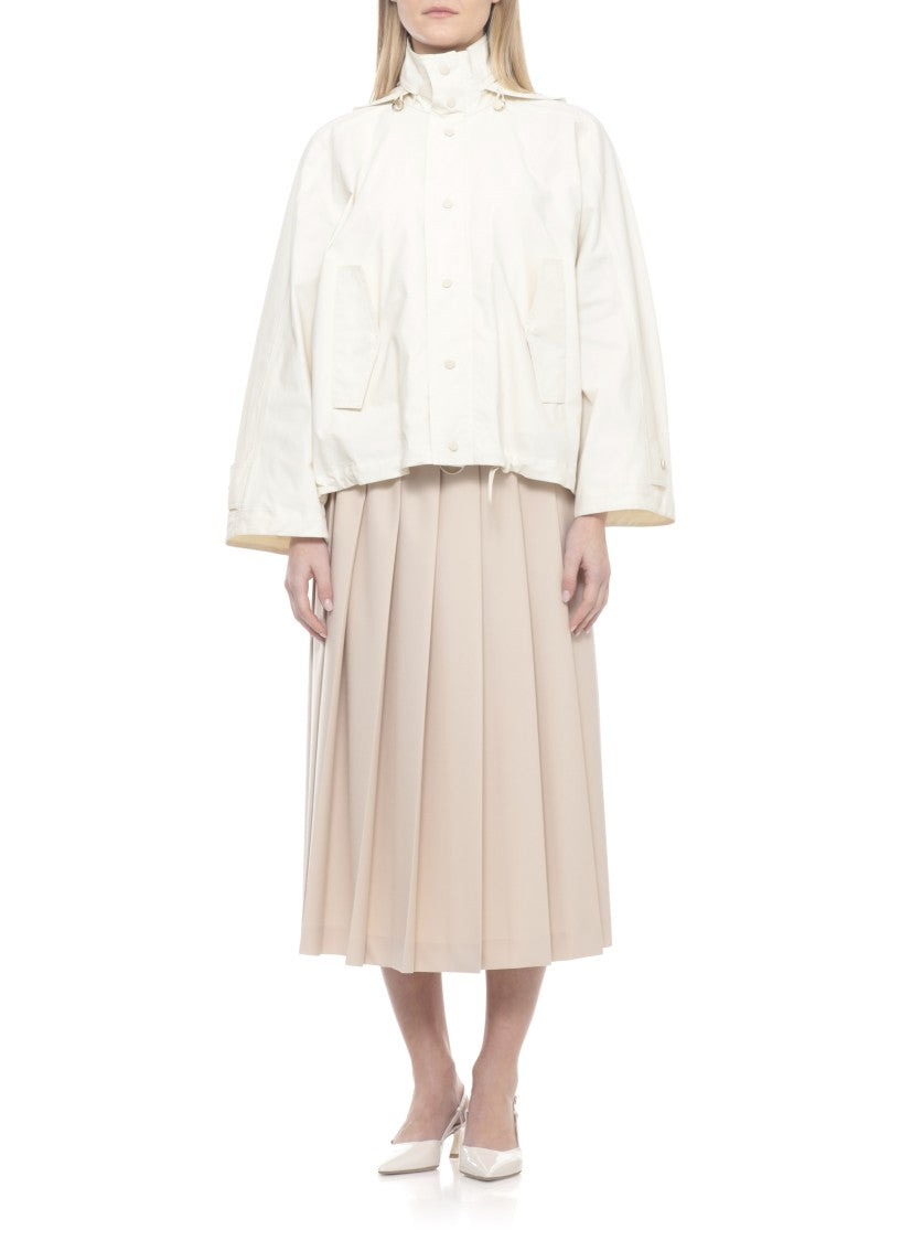Fabiana Filippi Ivory Drawstring Hooded Cotton Jacket