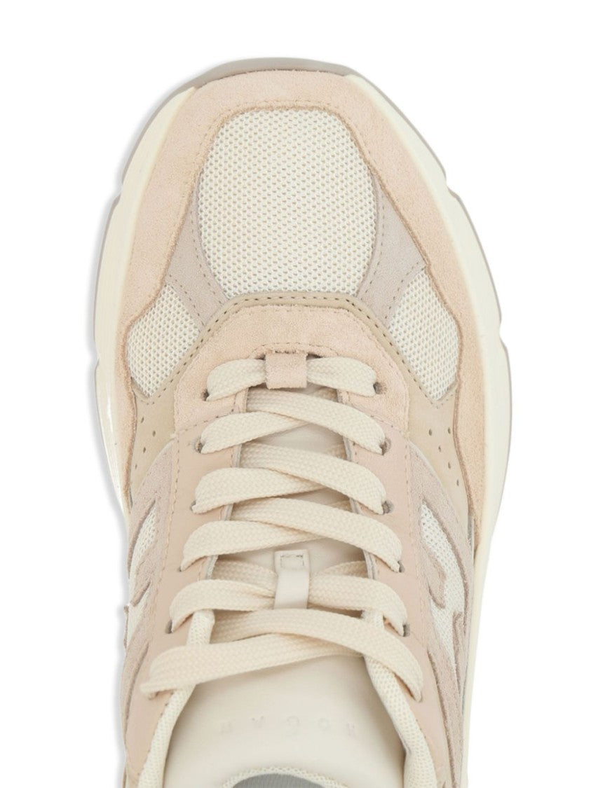 Hogan Chunky Sole Sneakers With Mesh And Suede Composition
