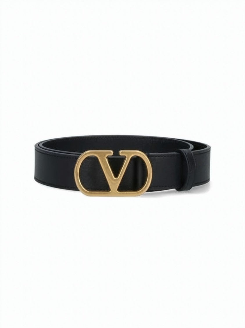 Valentino Garavani Black Cowhide Belt