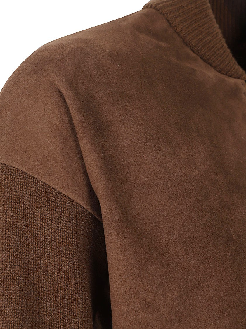 Max Mara Suede-Panel Bomber Cardigan With Wool