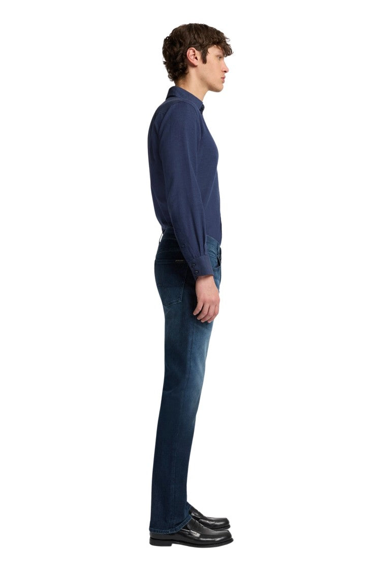 7 For All Mankind Straight-Leg Dark Blue Denim Jeans