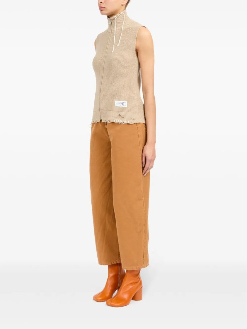 Mm6 By Maison Margiela Zip-Up Knitted Top
