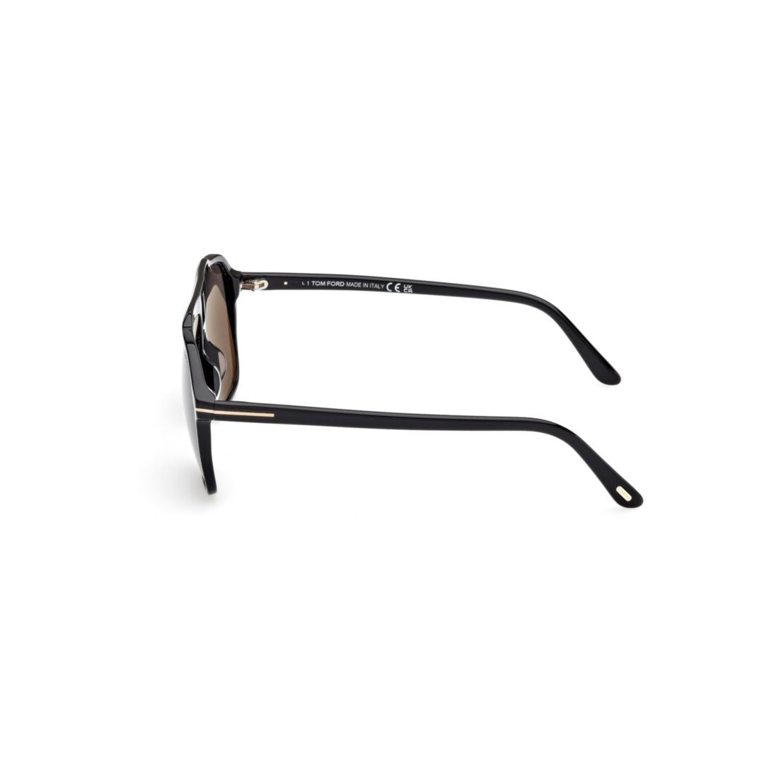 Tom Ford Oversized Square Frame Sunglasses With Glossy Black Acetate