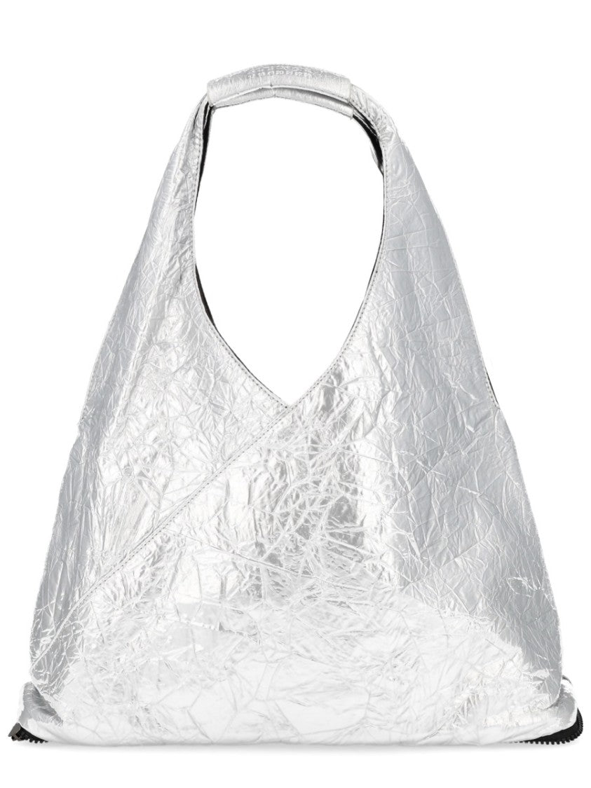 Mm6 By Maison Margiela Silver Japanese Crinkled Triangular Shoulder Bag