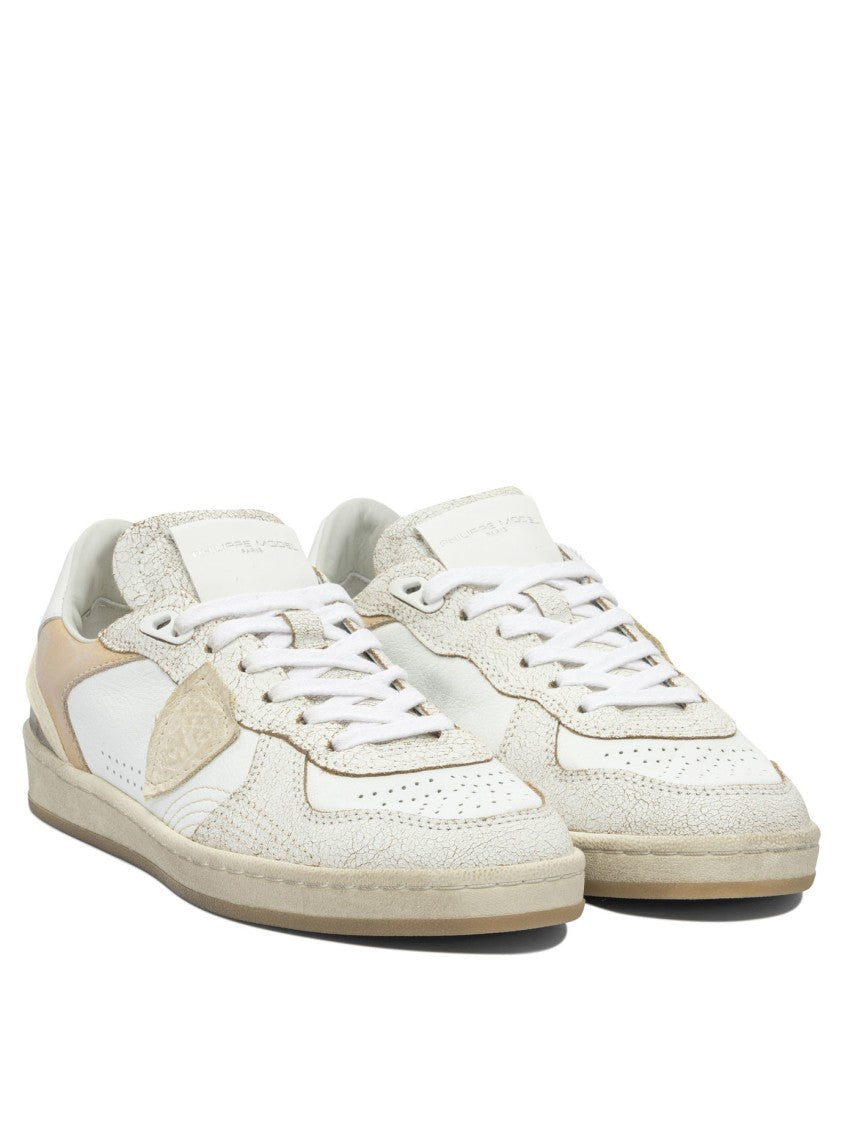 Philippe Model Paris Beige Leather And Rubber Slip-On Sneakers