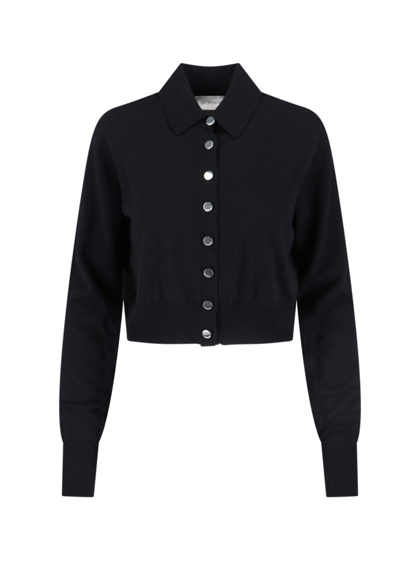 Sportmax Virgin Wool Cardigan With Classic Collar And Retro Charm