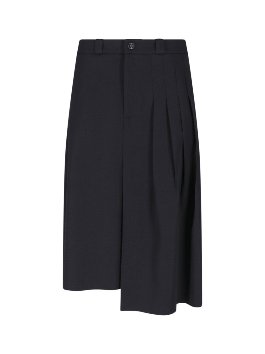 Our Legacy Black Origami Raw Edge Asymmetrical Gabardine Midi Skirt