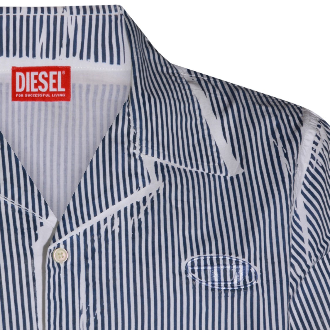 Diesel Vertical Striped Short-Sleeve Shirt With Classic Collar