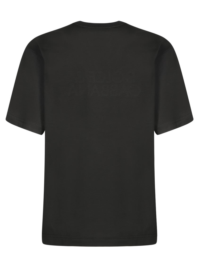 Dolce & Gabbana Black Cotton T-Shirt With Embossed Logo